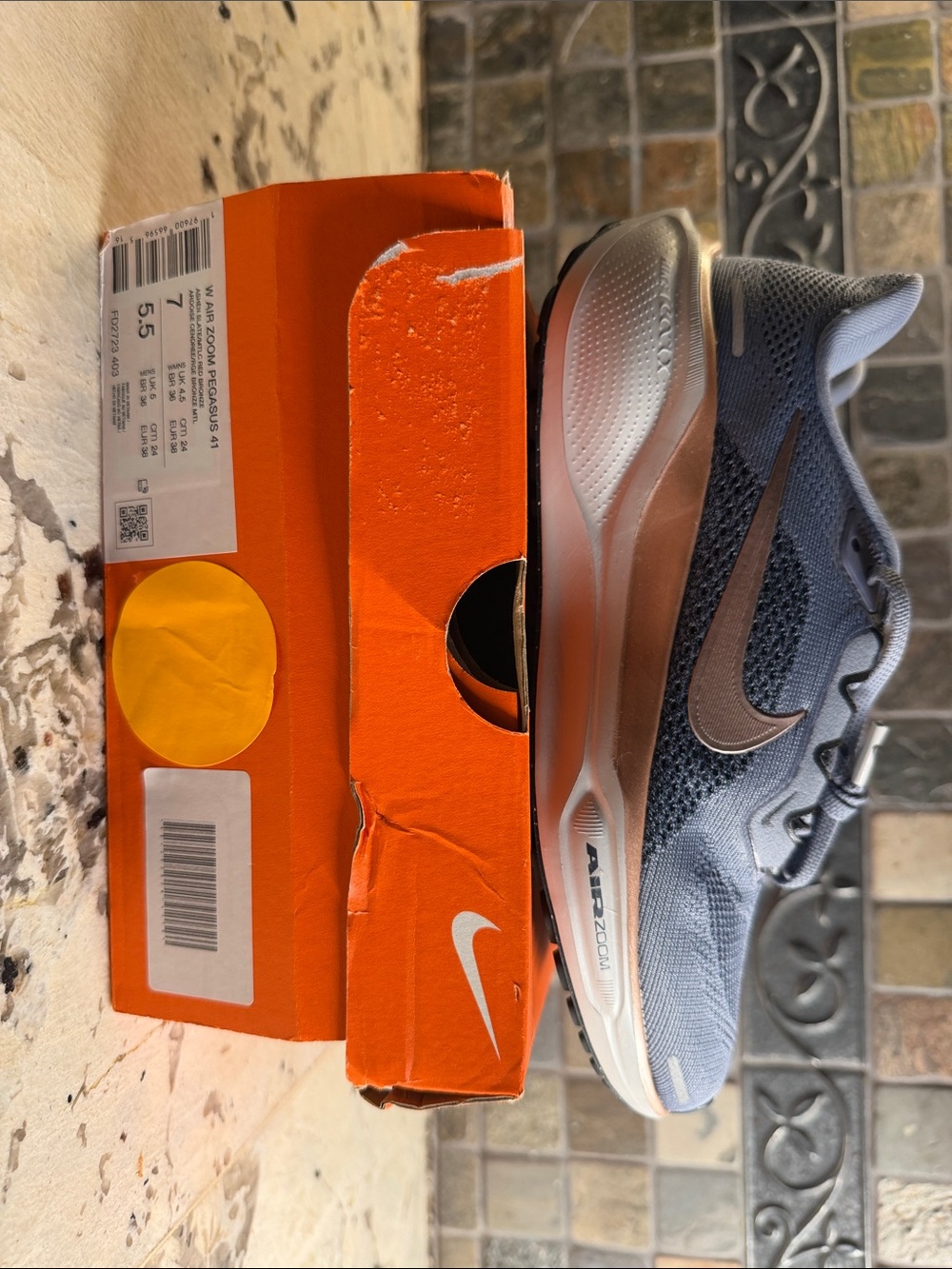 Nike Kids Gray Mesh Sneaker with Bronze Swoosh